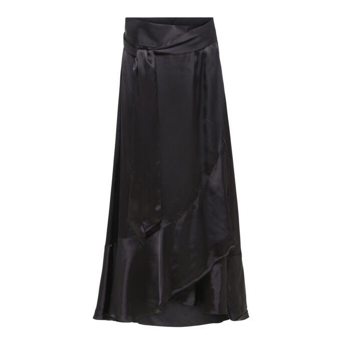 Black Ruffle Wrap Skirt (long) | KARMAMIA Copenhagen